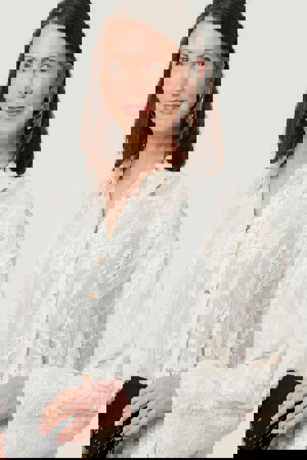 White | Lace Embroidered Relaxed Blouse