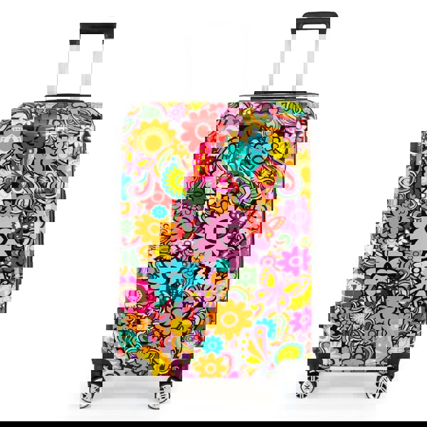 Infinity Luggage Hard Shell Suitcase Flower Heart Printed Luggage Travel Bag