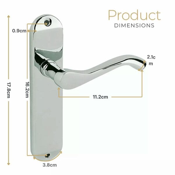 EDH Door Hardware Cadenza Victorian Scroll Door Handles Polished Chrome – Lever Latch, Bathroom Lock & 3 Lever Lock Sets