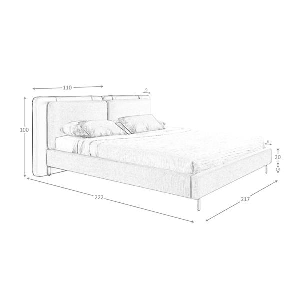 Angel Cerdá Mink Leatherette and Grey Fabric Bed 7154
