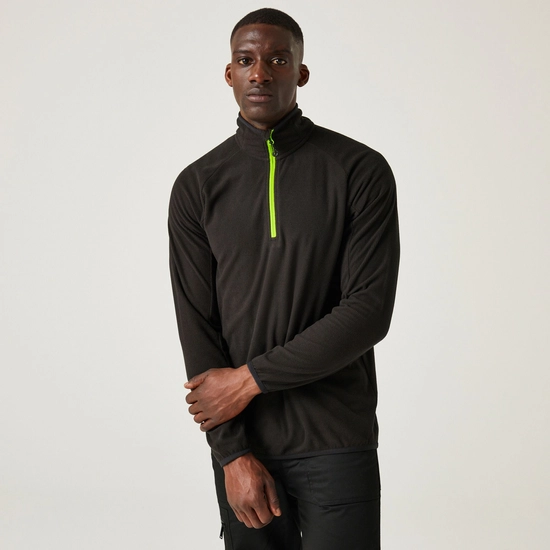 Regatta Mens Navigate Half Zip Fleece - Black/Lime Green