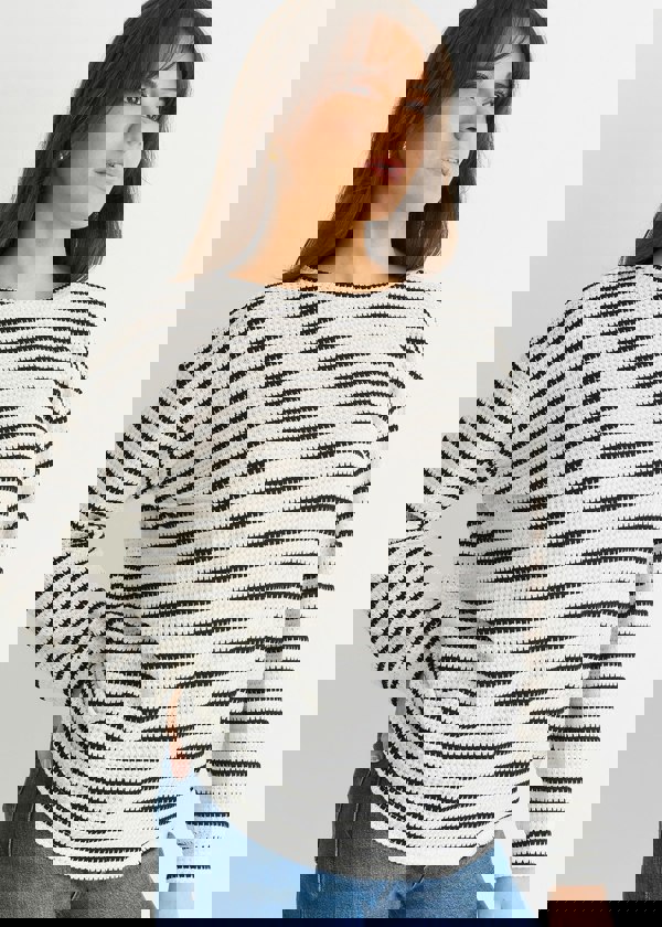 Gini London Mono Stripe Oversized Knit Jumper