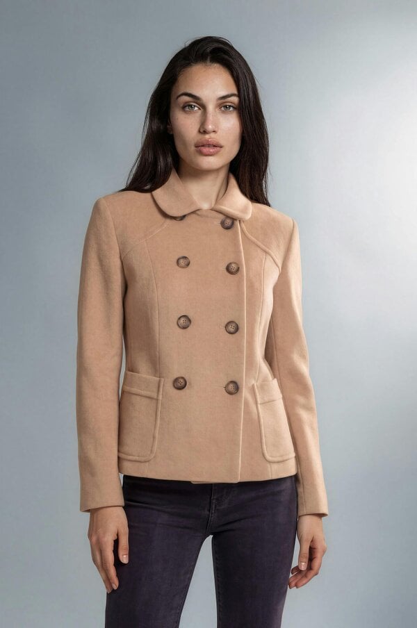 Myles Anthony Macadamia Reefer Style Wool & Cashmere Jacket
