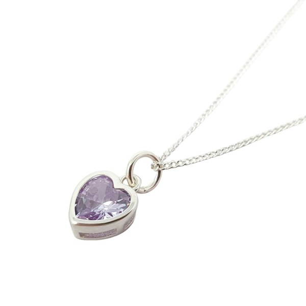 Mini Heart Light Amethyst June Birthstone Necklace