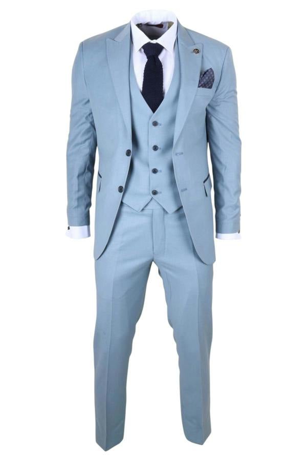 Infinity Leather Men's 3 Piece Plain Blue Work Formal Suit