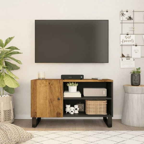 Berkfield TV Cabinet 80x33x46 cm Solid Wood Mango&Engineered Wood