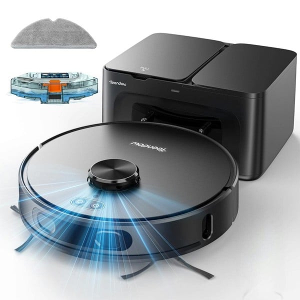 Teendow D65S MAX Robot Vacuum Cleaner with Mopping Function and Automatic Suction Station, 6000Pa Suction Power