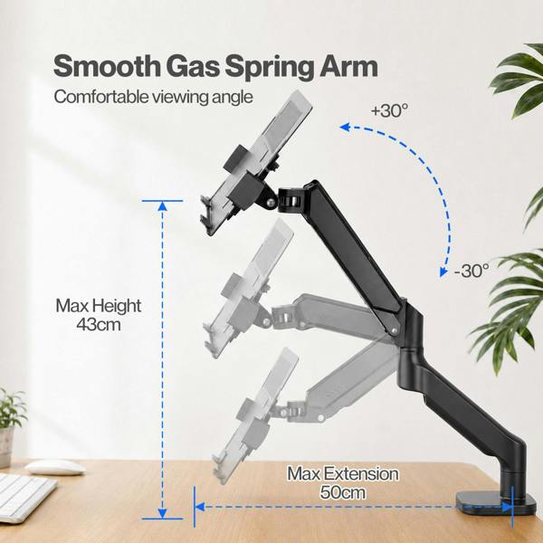 Levede Single Monitor Arm Tray Laptop Stand Adjustable Gas Desk Mount Black