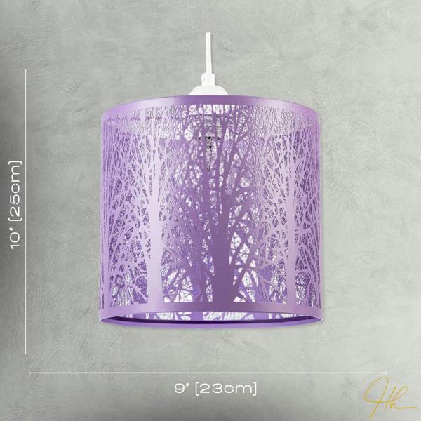 Unique and Beautiful Lavender Lilac Metal Forest Design Pendant Shade Image 7