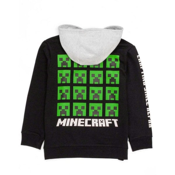 Minecraft Boys Creeper Hoodie - Black/Grey/Green