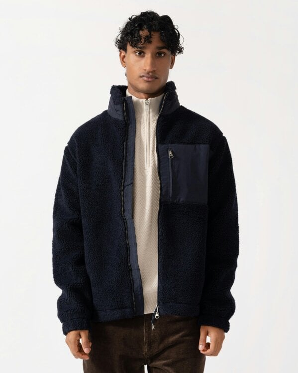 GANT Mens Patch Pocket Fleece Jacket - 433 Evening Blue