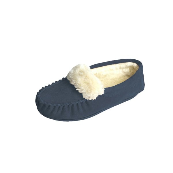 Eastern Counties Leather Womens/Ladies Zoe Plush Lined Moccasins - Navy