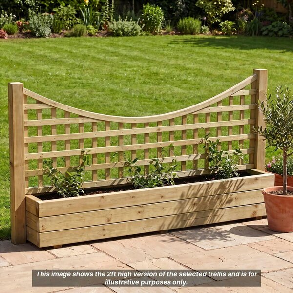 Premier Garden Supplies Privacy Concave Top Fence Panel Topper 6ft x 1-6ft Garden Trellis Curved Lattice Panels for Fencing, Pergola & Patio - Wood - 3, 4 or 5