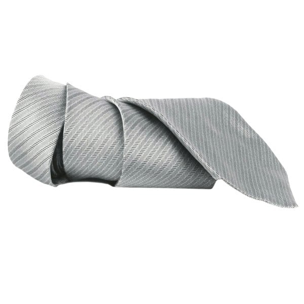 Dunhill herringbone patterned silk tie light grey
