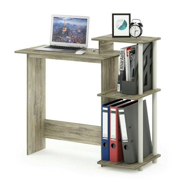 WALPLUS Efficient Home Laptop Notebook Computer Desk, Sonoma Oak/White Featuring Durable Construction and Elegant Finish