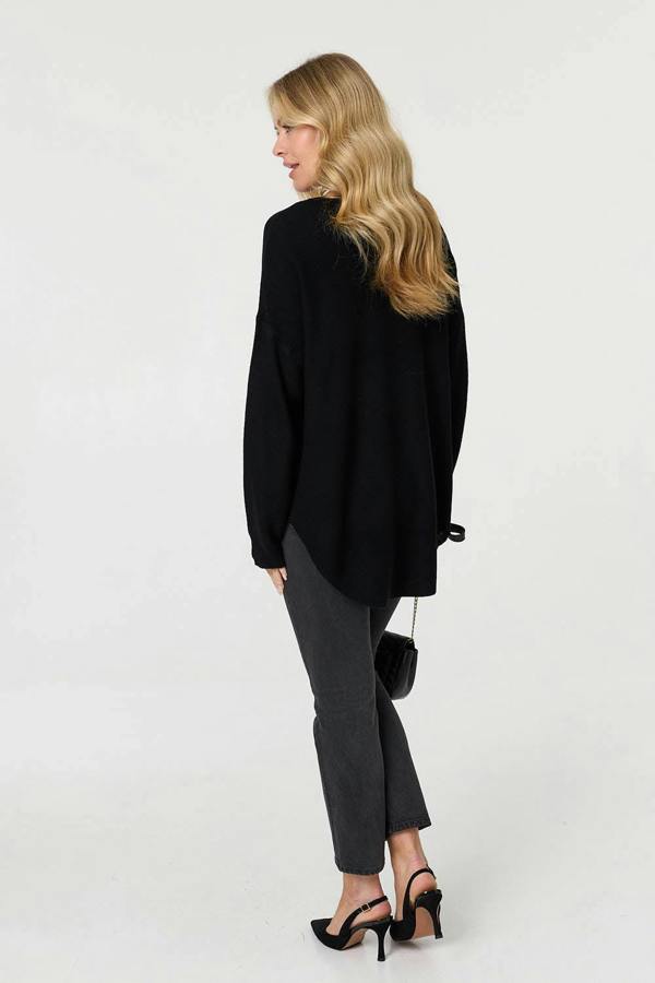Black | Textured Batwing Long Sleeve Jumper
