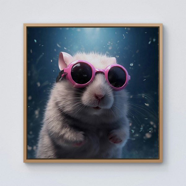 Warren Reed Splash Art DoorMouse with Pink Glasses Framed Canvas