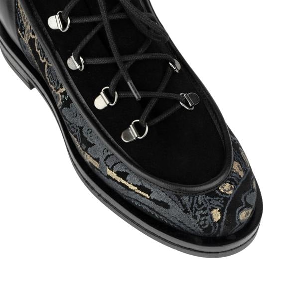Embassy London Hedera - Black & Grey & Gold - Women's Suede Alpine Boot