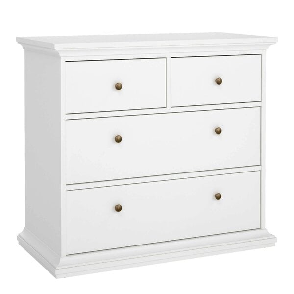 Wyld Haus Osaka Farmhouse White Wooden Chest of 4 Drawers