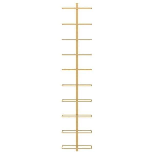 Berkfield Wall-mounted Wine Rack for 10 Bottles Gold Metal