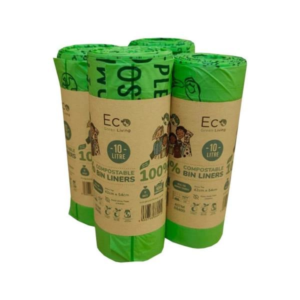 Eco Green Living 10L Compostable Waste Bags | 4 Rolls of 18 Bags | Eco Green Living