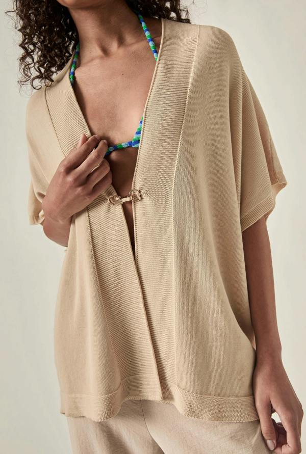 James Lakeland Relaxed Clasp Front Cover-Up - Beige