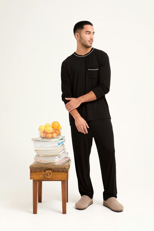 Mister You Bamboo Pyjama Set in Black - Pajamas