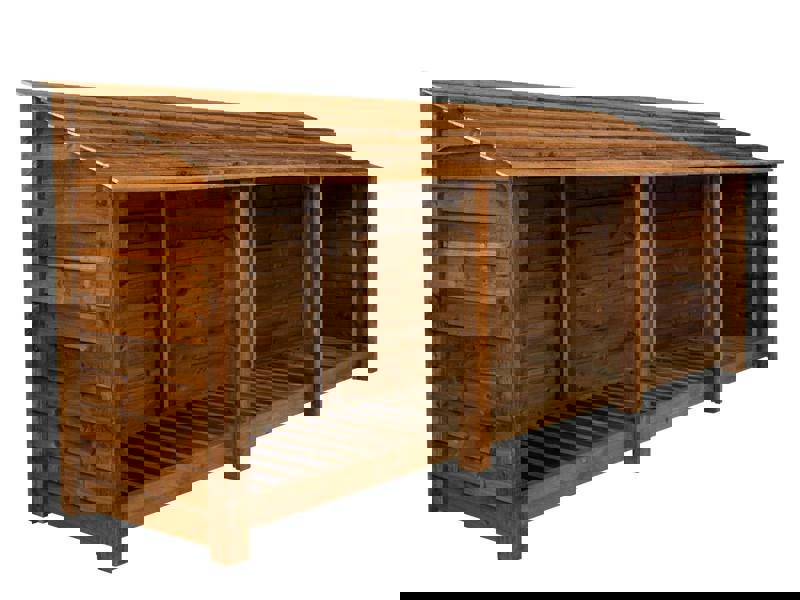 Arbor Garden Solutions Wooden Log Store W-335cm, H-126cm or 180cm, D-88cm - Brown Finish