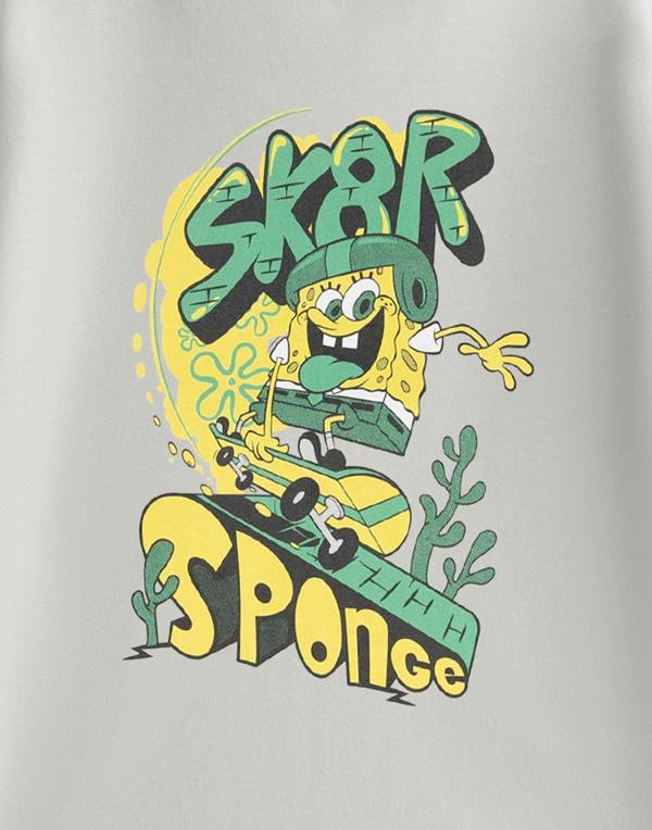 Vanilla Underground SpongeBob SquarePants Boys Grey SK8R Sponge Short Sleeved T-Shirt