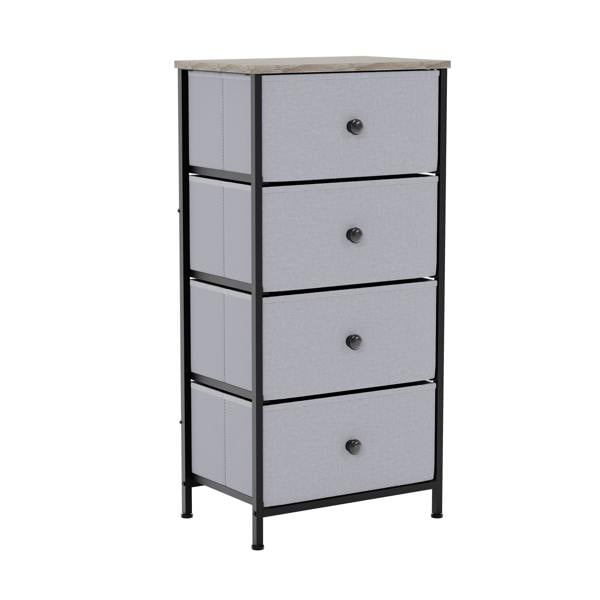 Vida Designs Chorley 4 Drawer Fabric Drawer Chest, Beige & Grey Wood