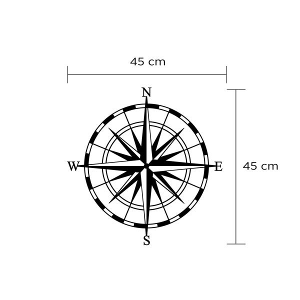 Decortie Modern Metal Wall Art Compass Home Ornament Decorative Minimalist Design Hanging Wall Sculpture, Black