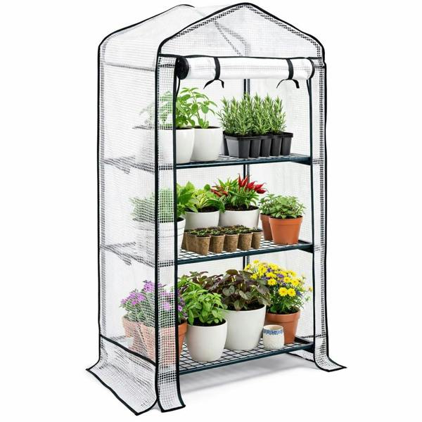 My Garden Outdoor Living My Garden Greenhouse 3 & 4 Tier with Shelving & PE Mesh Cover with Zip Closure-Free Standing Greenhouse Shelves & Steel Frame