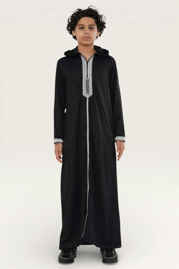 Infinity Leather Kids Boys Eid Hooded Moroccan Thobe Robe Djellaba Ramadan Jubba- K-HM3