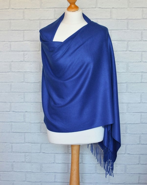 Antonia York Pashmina | Drew Super Soft Large Special Occasion Wrap with Tassels - Royal Blue