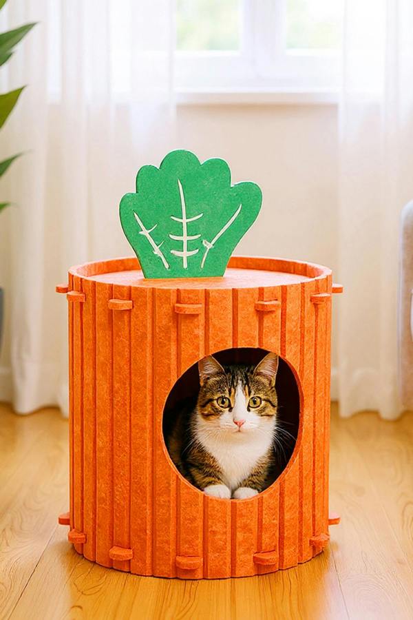 Carrot-Shaped Felt Cat House