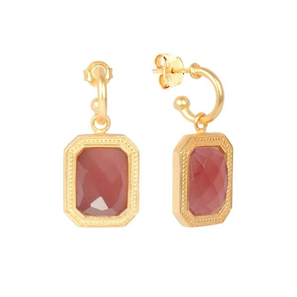 Lila Rasa Rectangular Amber Brown Crystal Hoops