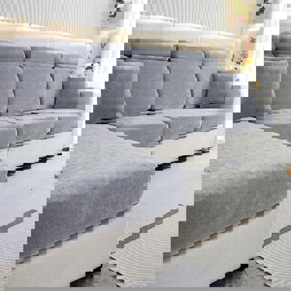 Anyhouz Anyseat Sofa Cover Dark Gray L-Shape Polyester Chenille Thick Stretchable Cushion For Living Room Plus Size Extra Large