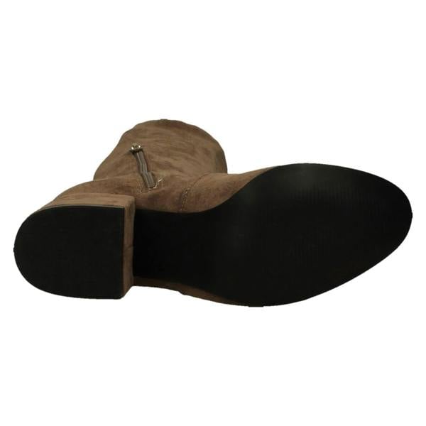 Spot On Ladies Spot On Mid Block Heel High Leg Boot with Back Tie and Inside Zip F51246
