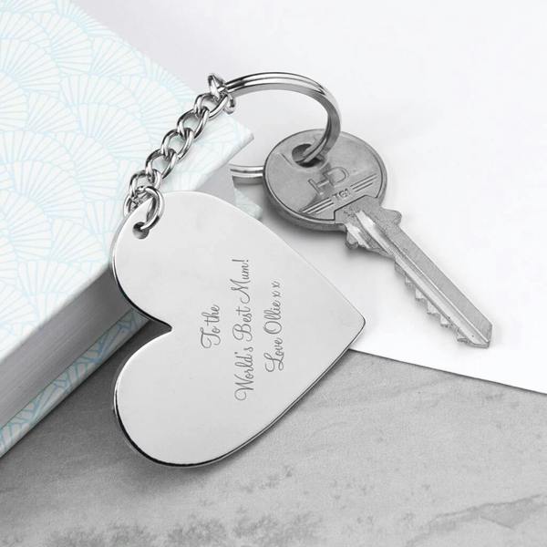 Personalised Heart Key Ring - alternative angle