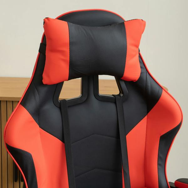 Samuel Alexander Ergonomic Gaming Chair with Footrest and Removable Pillows in Red