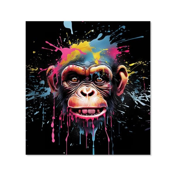 Warren Reed - Designer Multi Coloured Monkey Face Splashart Kitchen Splashback