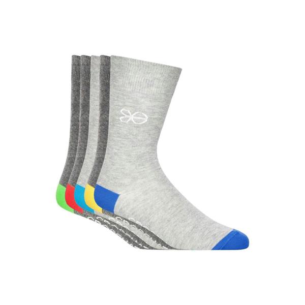 Crosshatch Mens Posical Logo Crew Socks (Pack of 5) - Grey/Multicoloured - 
