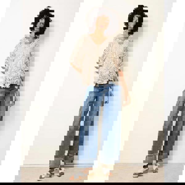 Blue Vanilla Crochet Lace Kimono Lace Top