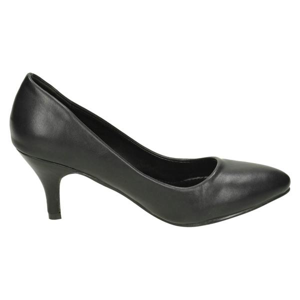 Spot On Ladies Spot On Mid Heel Pointed Toe Court Shoes
