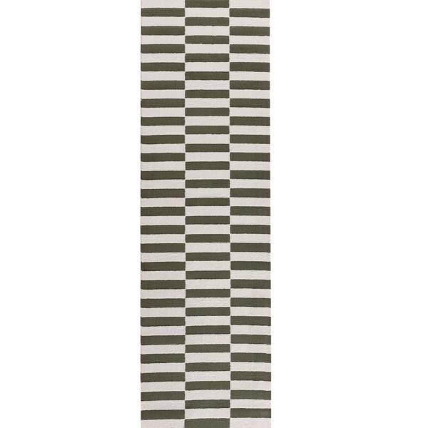 Loft Striped Green Rug Non-shedding, easy care.