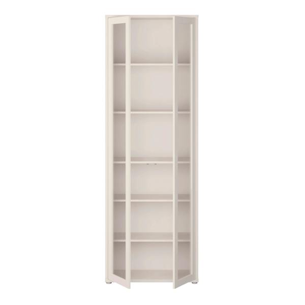 Furniture To Go Alice Springs Slim Tall Display Cabinet with 2 Glass Doors Push-to-Open & 5 Shelves in Sand