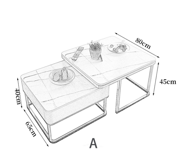 Weilai Concept Lorelei Nesting Coffee Table Set, Sintered Stone