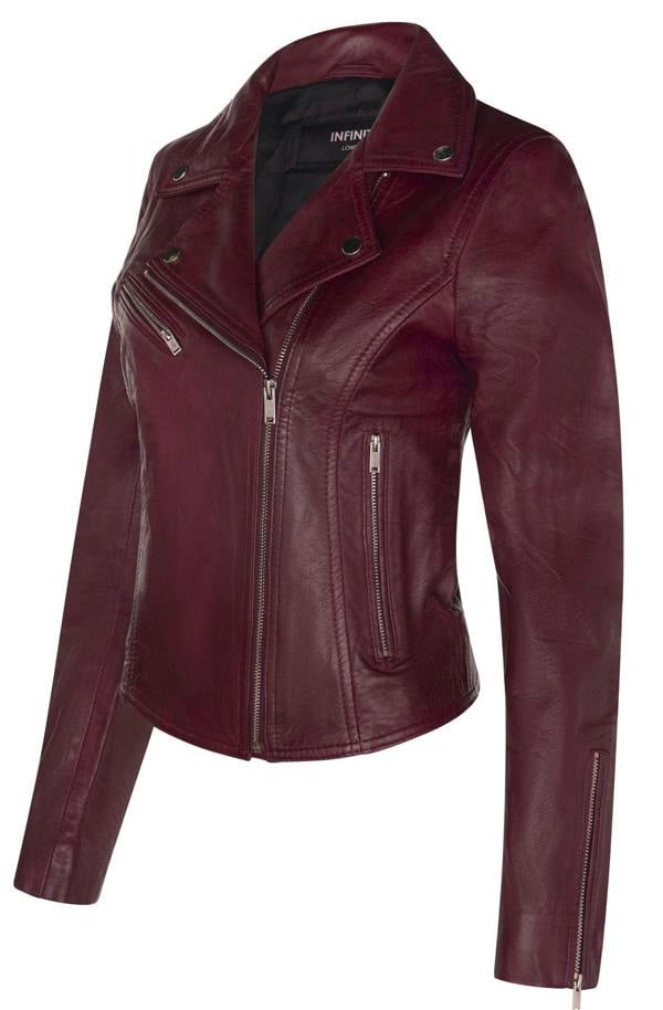 Womens Classic Leather Brando Biker Jacket-Loughton - Upperclass Fashions 