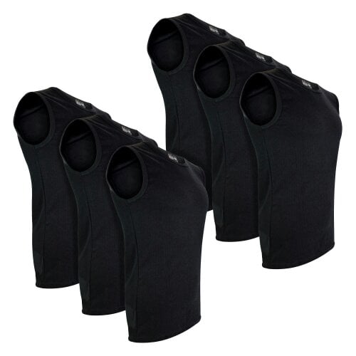 THMO Kids 6 Pack Sleeveless Thermal Vests School Winter Base Layer Underwear - Black