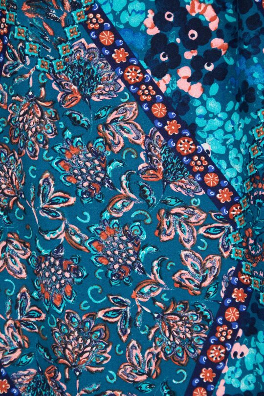 Mudflower Floral Print Shirred Soft Touch Bodice Midi Dress